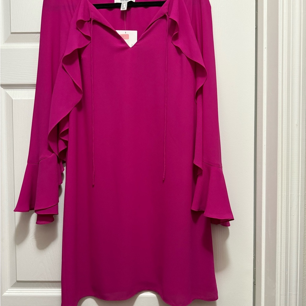 Badgley Mischka Fuchsia Long Sleeve Dress